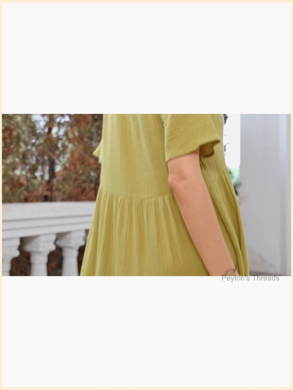 Cotton Flowy Maxi Dress Short Sleeve V Neck Empire Waist Boho Tiered Ruffle - Picture 7 of 7